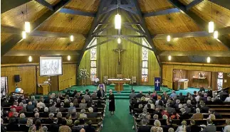  ?? ALDEN WILLIAMS/STUFF ?? Sacred Heart Catholic Church in Addington was the setting for Jim Anderton’s funeral service.