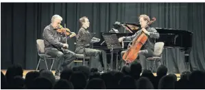  ?? FOTO: RUTH KLAPPROTH ?? Das Gelius-Trio: Micael Gelius am Piano, Floris Mijnders am Cello und Sreten Krstic an der Violine.