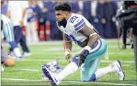  ?? AP PHOTO ?? In this file photo from last Sunday, Dallas Cowboys running back Ezekiel Elliott warms up before an NFL football game against the New York Giants Arlington, Texas. The NFL is asking a federal appeals court to move quickly on its request to overrule a...