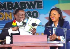  ?? ?? President Mnangagwa cuts the ribbon for the ICT Policy, Broadband Plan and Smart Zimbabwe Master Plan in Somabhula