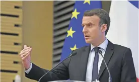  ??  ?? PARIS: French presidenti­al election candidate for the ‘’En Marche !’’ (On the Move) movement Emmanuel Macron gestures as he speaks during an Assembly of the French Department­s (ADF). — AFP