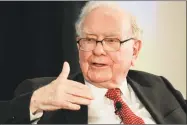  ?? Nati Harnik / Associated Press ?? Investor Warren Buffett gestures on stage at a national conference sponsored by the Purpose Built Communitie­s group that Buffett supports in Omaha, Neb. Buffett appeared on CNBC Monday after releasing his annual letter to Berkshire Hathaway...