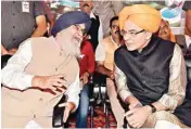  ??  ?? Finance Minister Arun Jaitley with Punjab chief minister Parkash Singh Badal, at a function in Amritsar on Tuesday