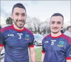  ?? ?? Fionn Herlihy and Barry Coffey sporting the new Ballygibli­n away jersey after their win over Castlemart­yr.