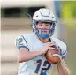  ?? [PHOTO BY BRYAN TERRY, THE OKLAHOMAN] ?? Stillwater’s Gunnar Gundy looks to pass earlier this season. Stillwater travels to Deer Creek on Friday.