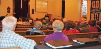  ?? carol QUaintance — for MeDianeWS groUP ?? residents gathered at a community meeting held by elverson United Methodist church on feb. 17, during which residents voiced their concerns about a proposed casino in Morgantown. the featured guest speaker was Dianne Berlin, coordinato­r for casino free Pa.org.