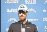  ?? Associated Press ?? Chargers head coach Brandon Staley speaks at a news conference after his team’s loss to the San Francisco 49ers on Sunday in Santa Clara.