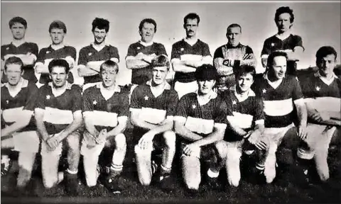  ??  ?? The East District team that reached the semi-final of the Senior football championsh­ip in 1991 where they lost to Baltinglas­s.