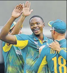  ?? AP ?? Kagiso Rabada rocked England with four quick wickets in the final ODI at Lord’s on Monday. England won the series 21.