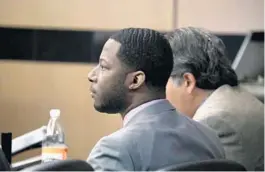  ?? SUSAN STOCKER/SOUTH FLORIDA SUN SENTINEL ?? Defendant Euri Jenkins during opening arguments at the Palm Beach County Courthouse on Thursday. Jenkins is charged with first-degree murder, accused of hiring Joevan Joseph to kill his pregnant wife, Makeva Jenkins, in 2017.