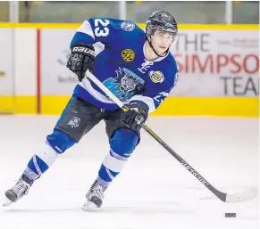  ??  ?? Brendan Harris of the first-place Wenatchee Wild led the BCHL in scoring this season with 23 goals and 98 points.