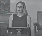  ?? SENATE TELEVISION ?? Sen. Kyrsten Sinema, D-ariz., declared she could not support a “short sighted” rules change to get past a Republican blockade.