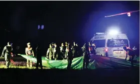  ?? Picture: Reuters ?? SAFE. Rescued schoolboys are moved from a military helicopter to an awaiting ambulance in Chiang Rai, Thailand, yesterday.