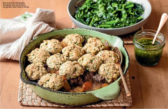  ?? EVA ORCHIDS ?? Beef & ale stew with parsley dumplings, plus green sauce, aka parsley salsa verde, in the jar.
Cymbidium orchids grow fast, but will only flower once a year.