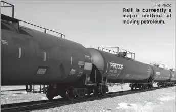  ?? File Photo ?? Rail is currently a major method of moving petroleum.