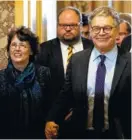  ?? AP FILE PHOTO ?? Former senator Al Franken holds hands with his wife Franni Bryson, left, as he leaves the Capitol after speaking on the Senate floor on Capitol Hill in 2017.