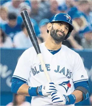  ?? CARLOS OSORIO/TORONTO STAR ?? Jose Bautista has renewed his relationsh­ip with his former general manager, Alex Anthopoulo­s, in Atlanta, where the ex-Jays right fielder is likely to return to the infield.