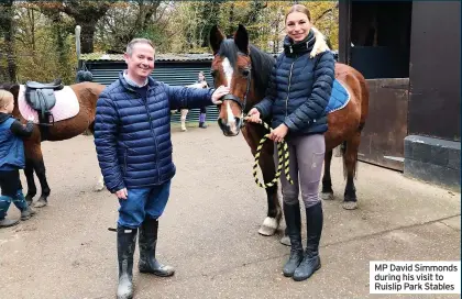  ?? ?? MP David Simmonds during his visit to Ruislip Park Stables