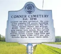  ?? CONTRIBUTE­D PHOTOFROM THE TENNESSEE HISTORICAL COMMISSION ?? This marker denotes the location of the Conner Cemetery in the Birchwood community.