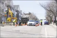  ?? Matthew Brown / Hearst Connecticu­t Media ?? A constructi­on crew works along Stillwater Avenue on Thursday in Stamford.