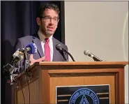  ?? EVAN BRANDT — MEDIANEWS GROUP ?? State Rep. Mark Schlossber­g talks about the challenges of complying with the court order to make Pennsylvan­ia’s education funding system more equitable.