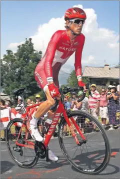  ??  ?? SIN JUEGOS. El corredor ruso del Katusha, Ilnur Zakarin.