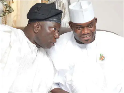  ??  ?? Bello (r) with Ametuo...they finally parted ways