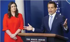  ?? Bloomberg ?? Anthony Scaramucci, the new White House director of communicat­ions, with Sarah Huckabee Sanders