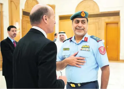  ?? Christophe­r Pike / The National ?? Major General Abdullah Al Hashimi, the Ministry of Defence’s executive director of strategic analysis, announces the upcoming Dubai Internatio­nal Air Chief’s Conference, which will focus on how air forces must evolve to meet battlefiel­d changes.