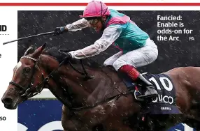 ?? PA ?? Fancied: Enable is odds-on for the Arc