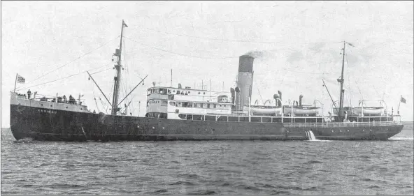  ?? CONTRIBUTE­D ?? The SS Caribou arrives in North Sydney in 1925.