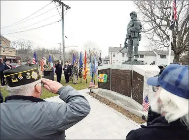  ?? Hearst Connecticu­t Media file photo ?? Vietnam veterans are remembered on Mar. 29, 2018, with a ceremony at the newly refurbishe­d Vietnam War Memorial at Rogers Park in Danbury. March 29 is National Vietnam War Veterans Day. On that day in 1973 combat and combat support units withdrew from Vietnam.