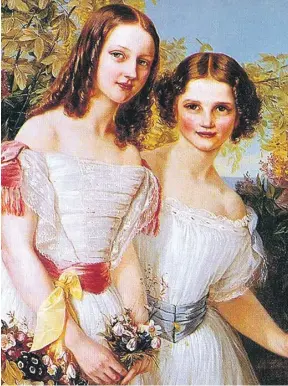  ?? ?? A young Princess Dagmar (Marie Feodorovna) (right) with her elder sister Alexandra (later Queen of Britain) in an 1856 portrait by Elizabeth Jerichau Baumann (1819-1881). PHOTO: WIKIPEDIA