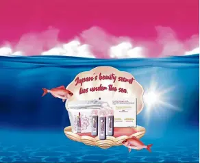  ??  ?? Om-x+collagen boasts a unique formulatio­n from Japan by dr Iichiroh Ohhira with collagen Tripeptide­s (sourced from quality red snapper fishes) along with five beauty-boosting components (elastin, ceramide, coq10, Vitamin c and royal Jelly).