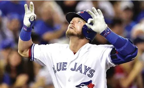  ?? FRANK GUNN/THE CANADIAN PRESS ?? Jays third baseman Josh Donaldson hit a three-run homer in the fifth inning, his ninth homer in the last 17 games.