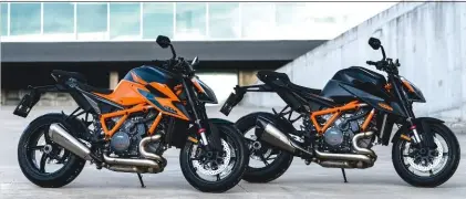  ??  ?? Fidèle aux couleurs maison, la Super Duke 1290 R sera disponible en noir et en orange.