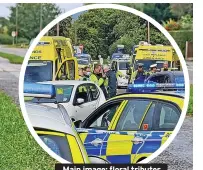  ?? ?? Main image: floral tributes to the man who died in the incident in Etwall