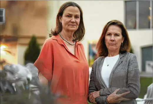  ?? PHOTOS BY ALLISON DINNER/THE NEW YORK TIMES ?? Pam Shriver (left) is a leading face and voice for tennis. She is also the tip of the spear in the fight to expose abuse. She is one of the game’s few female coaches, as well as an ally for survivors of harassment. Karen Denison Clark, a fellow survivor of sexual abuse, reached out to Shriver in February.