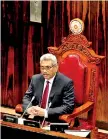  ??  ?? The President delivering the Government's policy statement in Parliament