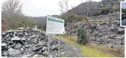  ??  ?? Glyn Rhonwy Quarry where the £100m plant will be built. It will draw water from Llyn Padarn (right)