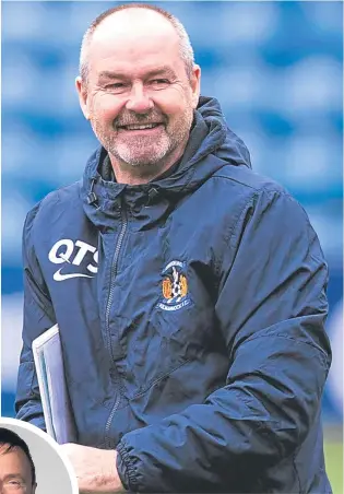  ??  ?? Steve Clarke has brought the smiles back to all involved with Kilmarnock, including club sponsor Alan Mcleish (inset)