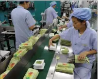  ?? FOR CHINA DAILY ?? The requiremen­ts for tampon production are much higher than those for sanitary pads.