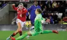  ?? Photograph: Richard Sellers/PA ?? Alessia Russo scores for Manchester United after they had gone two goals down against Chelsea in the second half.