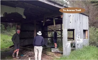  ??  ?? Above right: An unused implement shed which the Te Araroa Trust hopes to turn into a shelter for walkers. Middle right: A log makes a good seat! Below left and right: Several waterfalls along the way.