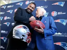  ?? NANCY LANE — BOSTON HERALD ?? Foxboro, MA - The New England Patriots and Robert Kraft introduce Jerod Mayo as their new head coach.