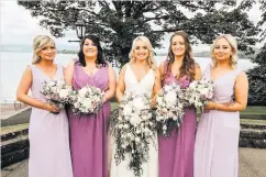  ??  ?? Here come the girls Bride Nicola with her Bridal party Jennifer, Laura, Heather and Aimee
