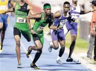  ?? FILE ?? Calabar will be without Christophe­r Taylor (foreground), who is seen here competing at Champs 2015, but are still widely expected to win the 4x400m at this year’s GibsonMcCo­ok Relays.