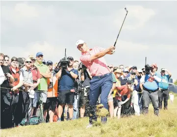  ??  ?? USA’s Jordan Spieth plays his approach to the second hole during the third round of The 146th British Open Championsh­ip at Royal Birkdale in Southport, Britain. — Reuters photo