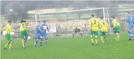  ??  ?? Pentraeth (yellow) take on Mynydd Llandegai in last Saturday’s Welsh Alliance Division Two clash