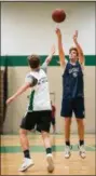  ?? JAMES BEAVER/FOR MEDIA NEWS GROUP ?? La Salle’s Nick Varrano (3) attempts a three-point shot against Methacton in Dock Summer League play Monday night.